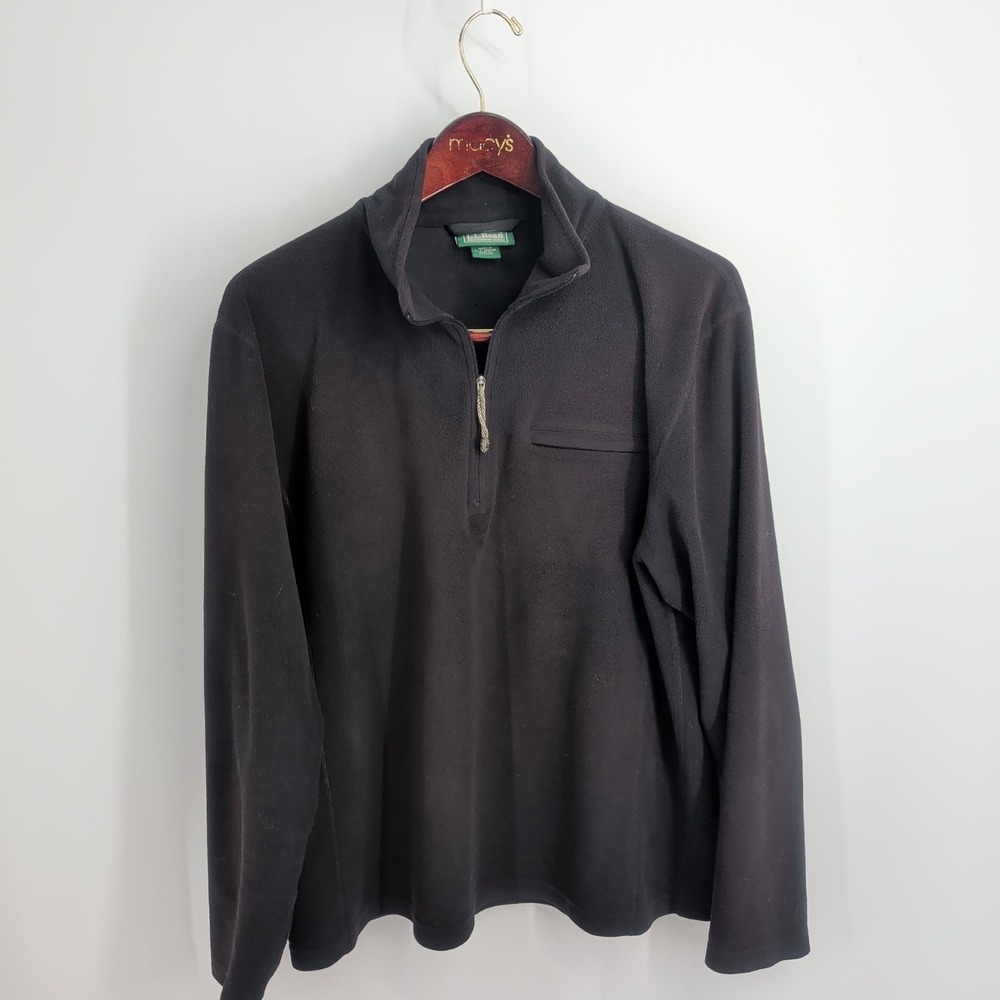 L.L. Bean Outdoor 1/4-Zip Soft Fleece Classic Pullover Sweatshirt Black Size M